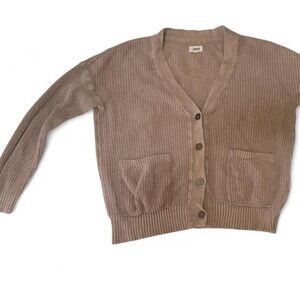 Pact Organic Women's Brown/Tan Cardigan Sweater Size Medium
